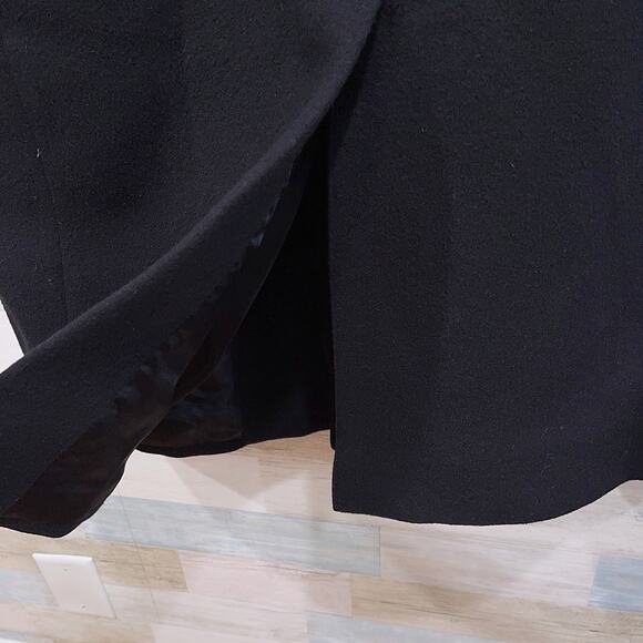 Jos A Bank Wool Flannel Long Overcoat Black Notch Collar Three Button Mens 46R - Picture 6 of 9